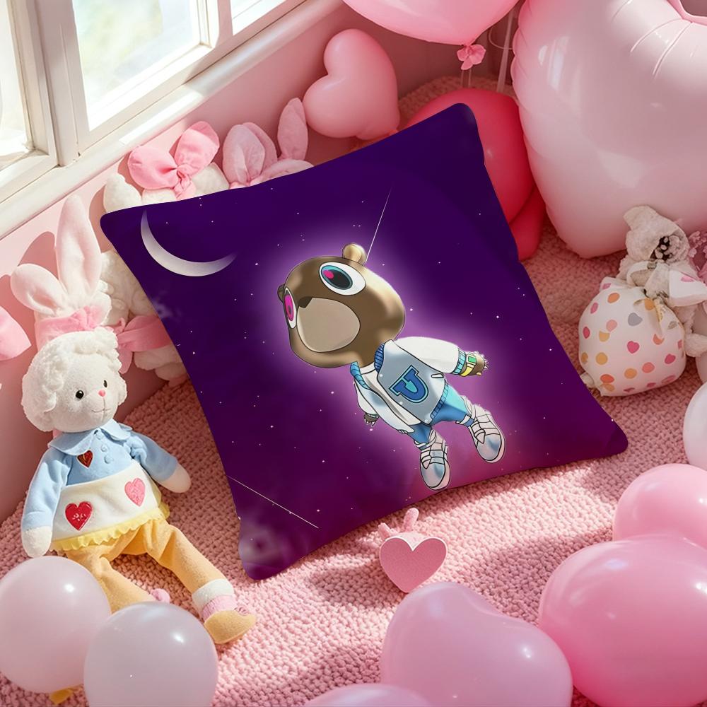 K-Kanye W-West Rapper Cushion Cover Pattern Printed Pillowcase for Living Room Sofa Cushion Cover & Bedroom Decor