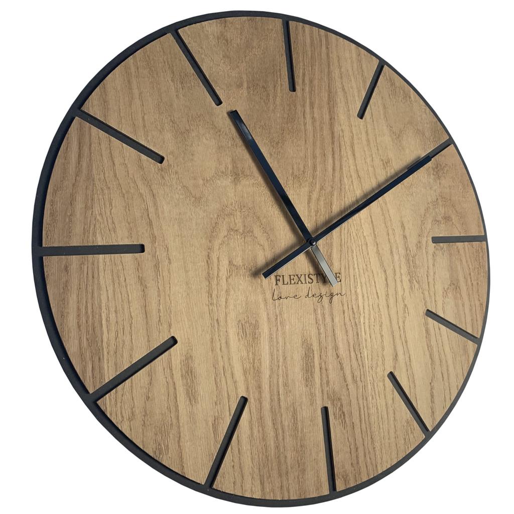Large Wood Art Wall Clock 60cm