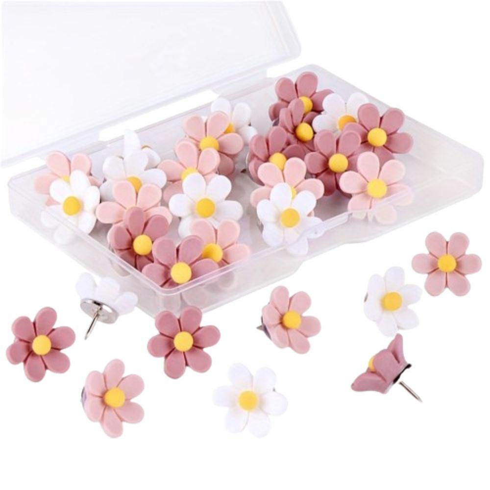 20/30/50Pcs Photo Wall Decor Six-Petal Flower Pushpins Creative Thumb Tacks  School