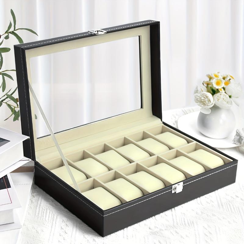 6-Slot And 12-Slot Watch Jewelry Boxes, Dustproof PU Leather Lining,Travel Watch Display Case, Watch Storage Box, Watch Showcase