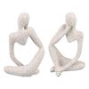 Resin Thinker Statue Abstract Thinker Figure Thinker Style Decoration for Living Room Office Book Shelf Sandstone Right