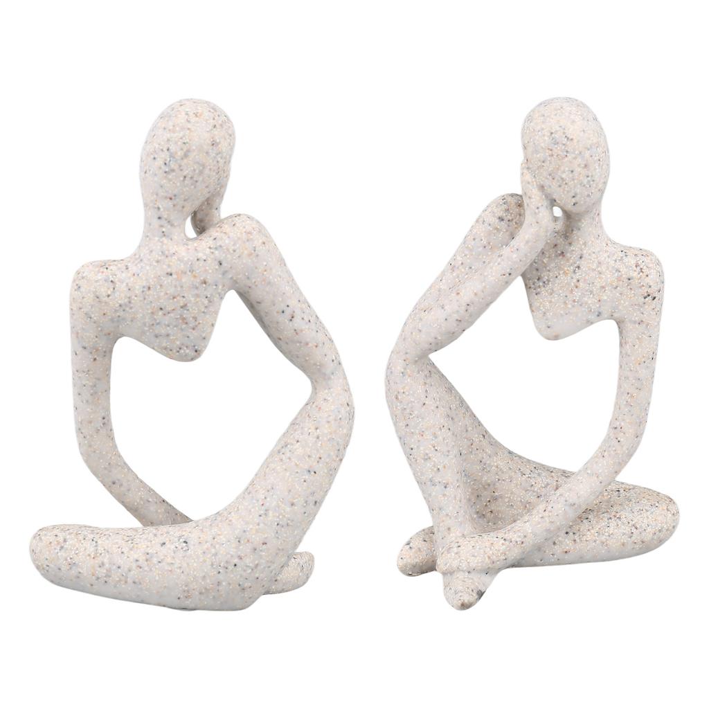 Resin Thinker Statue Abstract Thinker Figure Thinker Style Decoration for Living Room Office Book Shelf Sandstone Right
