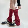 Winter Knitted Leg Warmers Bandage Bow Sweet Girls Solid Color Long Stockings Knitted Foot Cover Knee Socks Women Leg Warmers