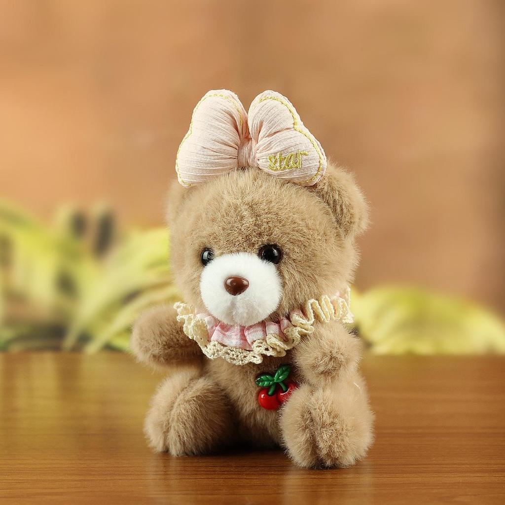 Kawaii Bow Tie Bear Plush Keychain Backpack Charm