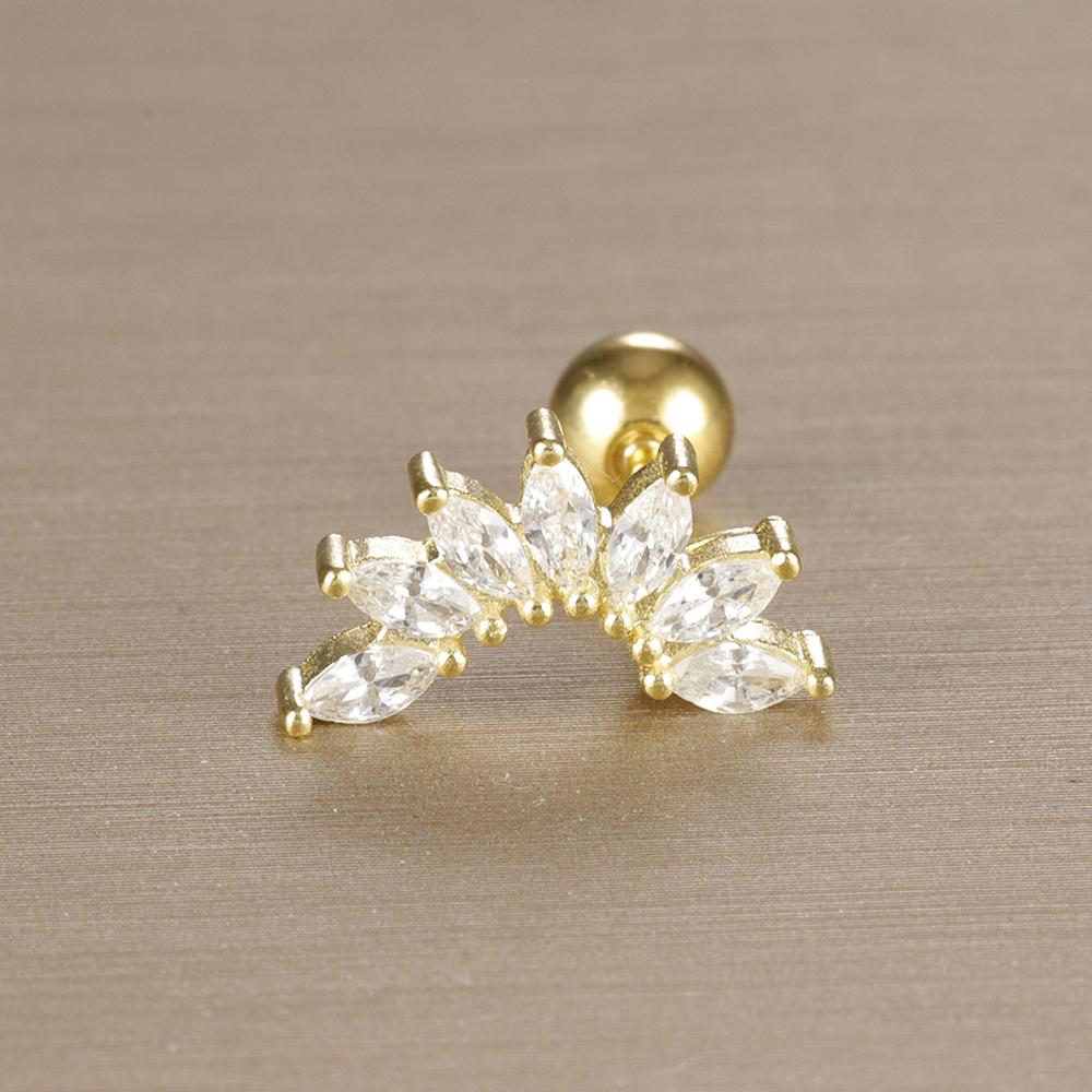 1 Stück 316L Edelstahl Geometrie Ohrstecker Für Frauen Mode Stern Mond Lappen Daith Helix Knorpel Ohrring Piercing Zirkon