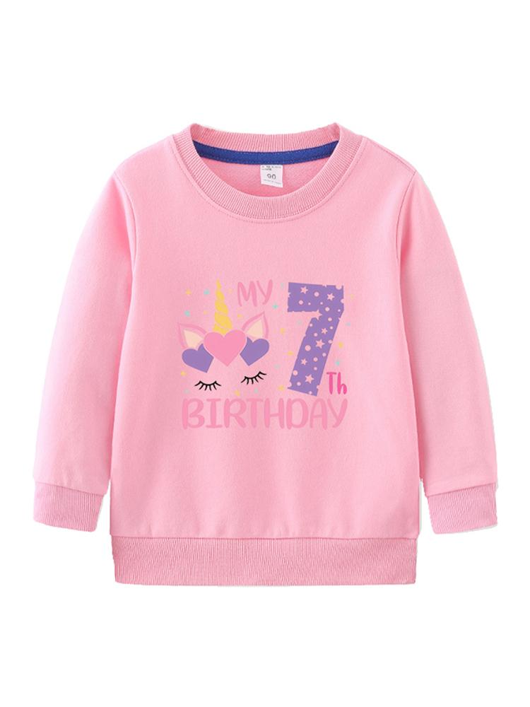 

Детский повседневный пуловер с номером дня рождения от 1 до 8 лет, толстовка с круглым вырезом и принтом для мальчиков и девочек, весенне-осенняя рубашка с длинными рукавами