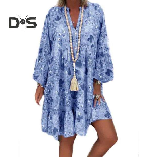 

Женское платье, очень мягкое, дышащее, с длинным рукавом, V-образным вырезом, большим подолом, свободное, повседневное, длинное платье для женщин 2XL