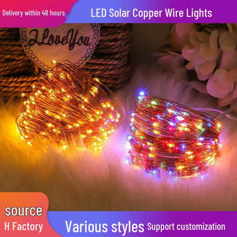Outdoor Solar-Powered LED String Lights with Remote Control - Waterproof Copper Wire for Decorative Holiday Atmosphere