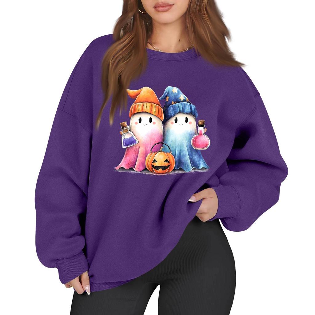 Women's Casual Fashion Long Sleeve Printed Round Neck Sweatshirt Top