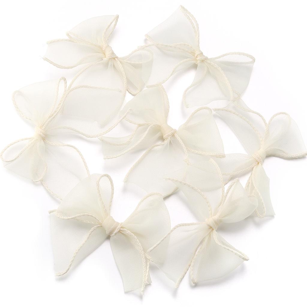 10pcs/pack 8x8cm Fish Tail Gauze Hand Tied Bow Hair Clothing Accessories For DIY Handmade Craft Clothing Decoration Accessories