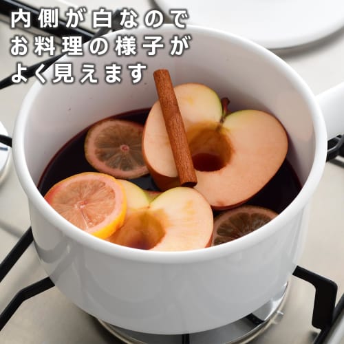 365methods 16cm Enamel Saucepan with Lid, Compatible with IH and Gas, Cafe au Lait, YY-16S.BE