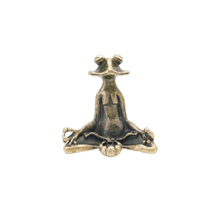 Adornos de rana zen con receptáculo de incienso de cobre retro, adornos de rana de cobre puro macizo para mascotas de té