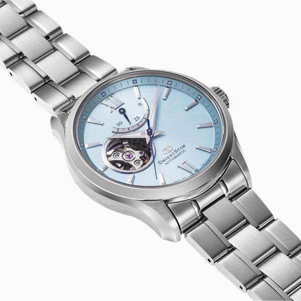 Orient RK-AT0019L (Contemporary Semi-Skeleton Moving Blue Men's Metal Limited) Round Watch Silver