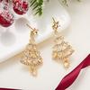 Trendy Shiny Full Rhinestone Christmas Tree Stud Earrings For Women Luxury Wedding Jewelry Girl Tassel Earring Jewerly