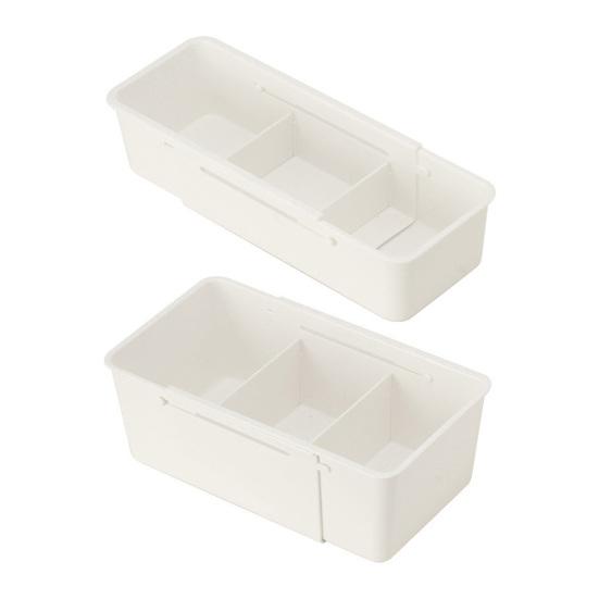 Expandable Storage Box Drawer Organizer with Removable Dividers Adjustable 3-Compartment Drawer Divider for Office Kitchen Bathroom Bedroom
