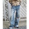 Fu Zhien West Coast Red Ear Washed Blue Straight Jeans