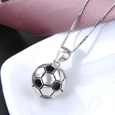 Football Jewelry Silver Pendant European and American Fashion Football Necklace Accessories