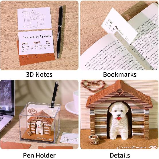 3D Calendar 2026, Time Piece Calendar 2026, Tear-Away 3D Paper Art Notepad With LED Lights, Creative DIY Paper Carving Memo Pad, Perfect for Home or