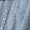 INCERUN Oversized Men Summer Lapel Neck Short Sleeve Buttons Print Casual Loose Shirts