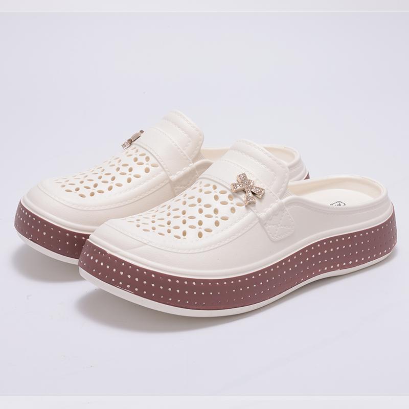 Fashion Kidmi Summer Women Slippers New EVA Round Head Clogs Flat Closed-toe Slippers Beach Slippers Thick Soles Slides Fitted Women Men