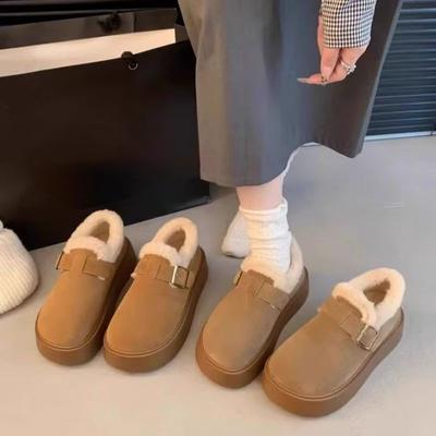Niche Comfortable and Warm Women's Cotton Shoes Autumn and Winter New Fashion Versatile Casual Velvet Birkenstock Cotton Shoes