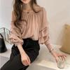 Spring Style Fattened V-neck Fattened Enlarged One-word Collar Middle Sleeve Temperament Commuter Chiffon Solid Color Cotton Korean Version Bottoming