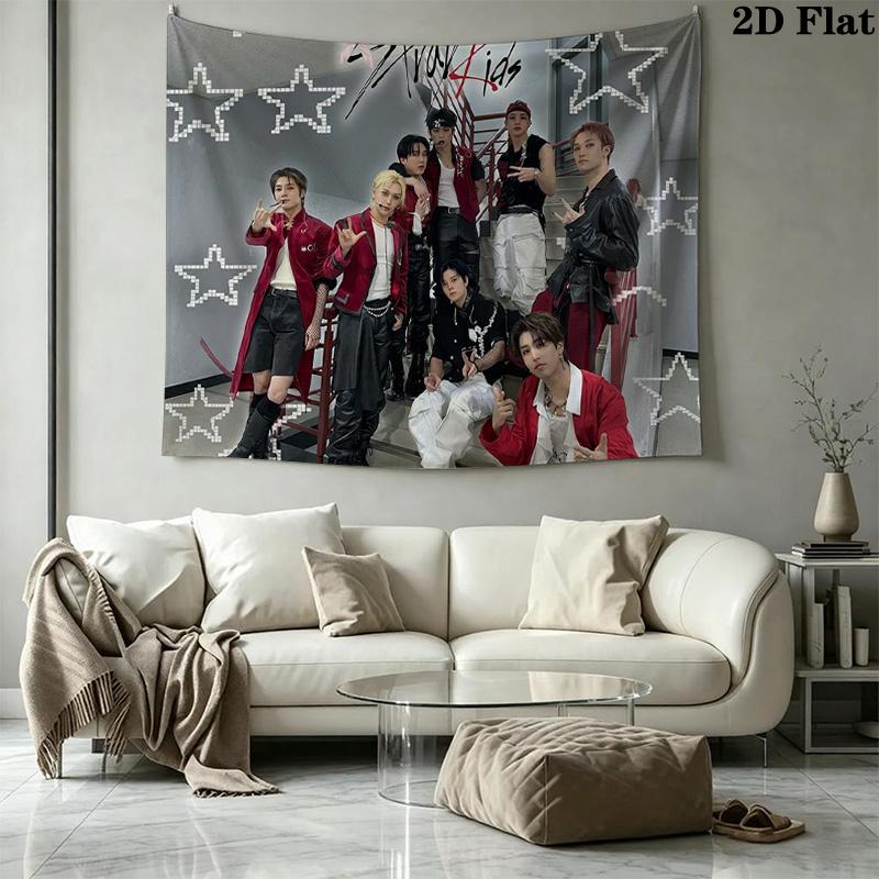 SKZ Kpop Wall Tapestry Aesthetic Wall Hanging Printed Fabric Blanket Decorative Tapestries for Bedroom Living Room Home Decor