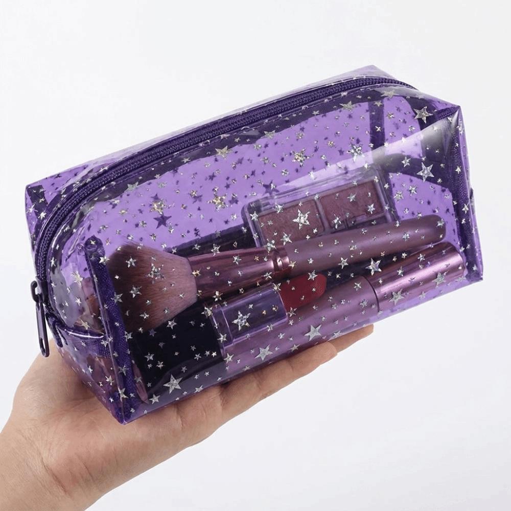 PVC Waterproof Transparent Makeup Bag Stars pattern Travel Beauty Organizer Daily Use
