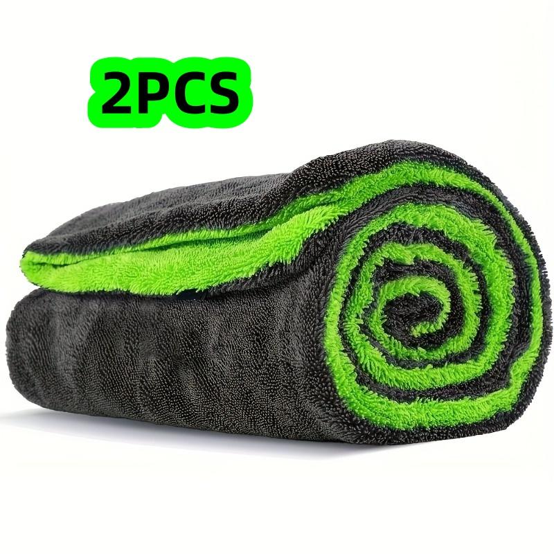 1/2 Pack Fluorescent Green Car Cleaning Cloth, Car Wash Towel, Glass Cleaning Towel, Extra Large and Thick, Super Absorbent, Non-Marking