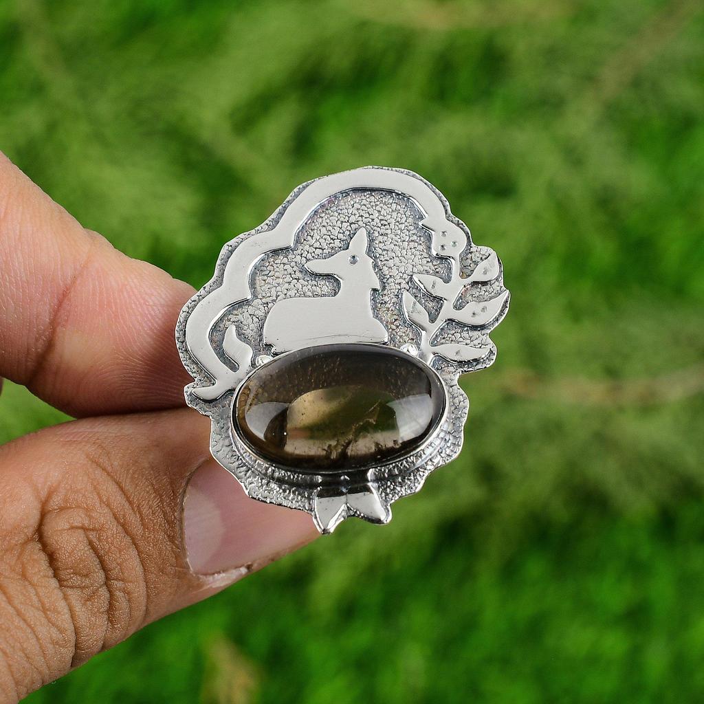 Mothers Day Deal Natural Smoky Quartz Daughter Statement Ring Sterling Silver