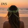 Green Leaf Hair Wreath Bridal Flower Crown Fairy Style Artificial Flowers Eucalyptus Forest Headband Chaplet Head for Weddings Beach Vacation