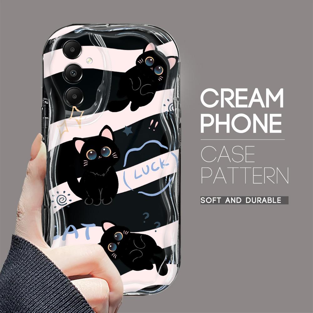 Søt tegneseriemønster krem tekstur deksel Bølget kant mykt silikondeksel Telefonveske for Samsung