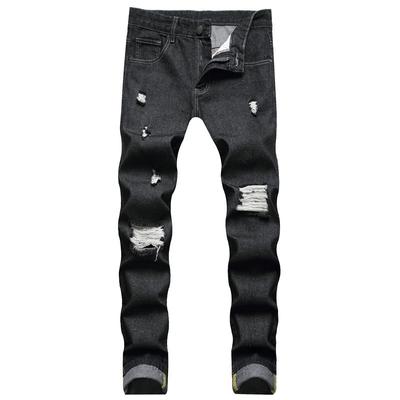 2024 European And American New Classic Black Plus Size Men'S Jeans Casual Ripped Straight Leg Pants