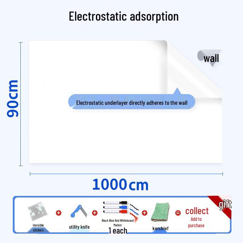 Ultra-Thin Portable Whiteboard Sticker - Erasable, No Glue, Wall-Safe
