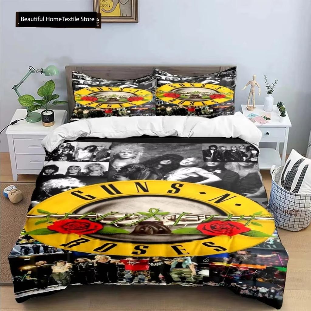3D-tryck Guns N Roses GNR Band Retro Sängkläder Pojkar Flickor Twin Queen King Size Påslakan Örngott Säng Pojkar Vuxen