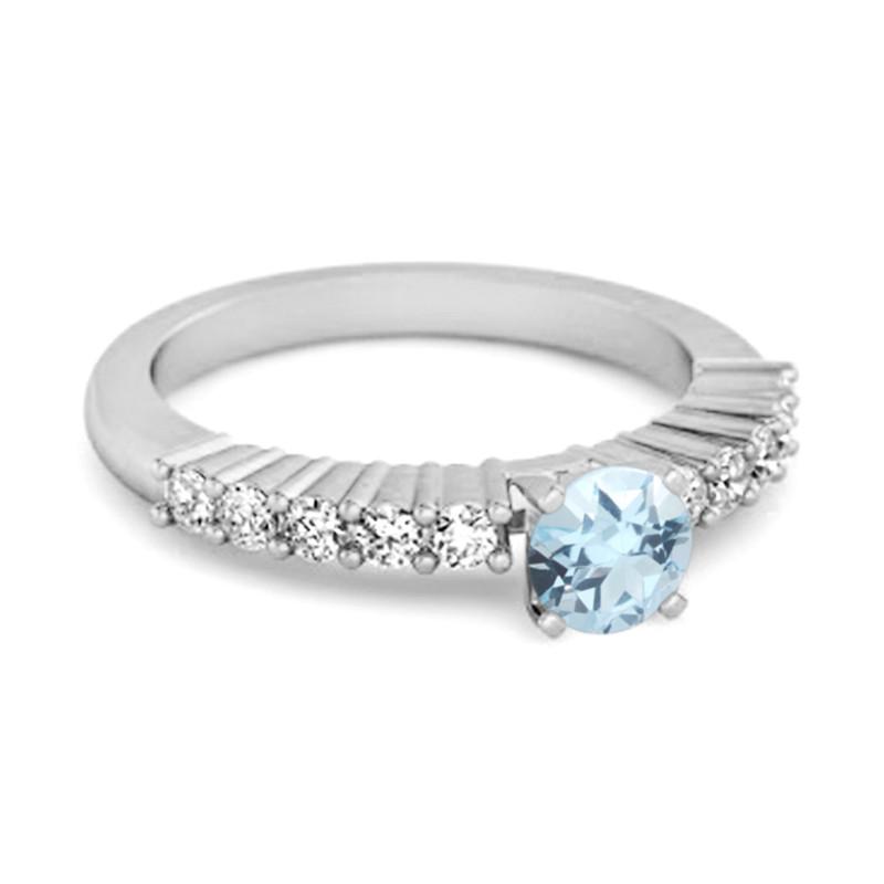 Blue Topaz Round Solitaire Ring – 925 Sterling Silver