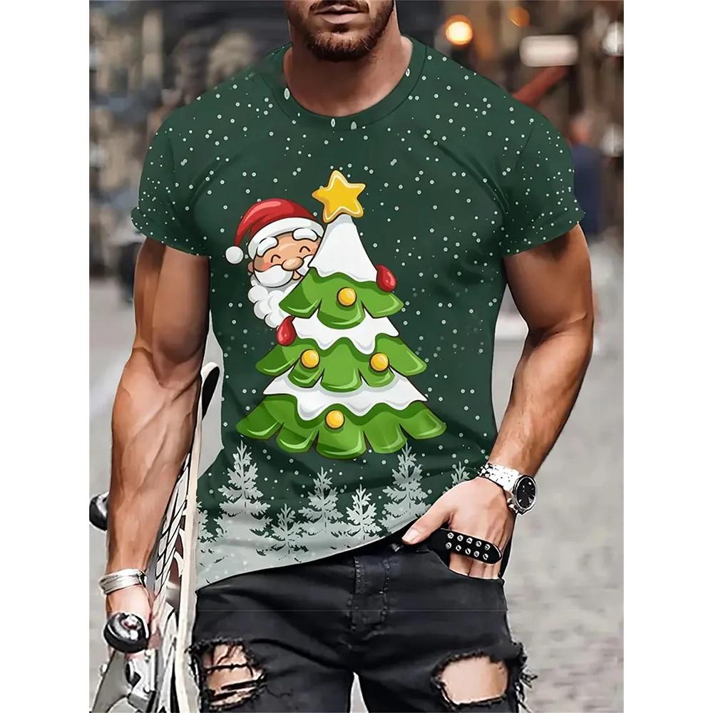 Men's T-shirt Santa Claus 3D printed men's T-shirt street fashion men's Christmas T-shirt daily casual short sleeved