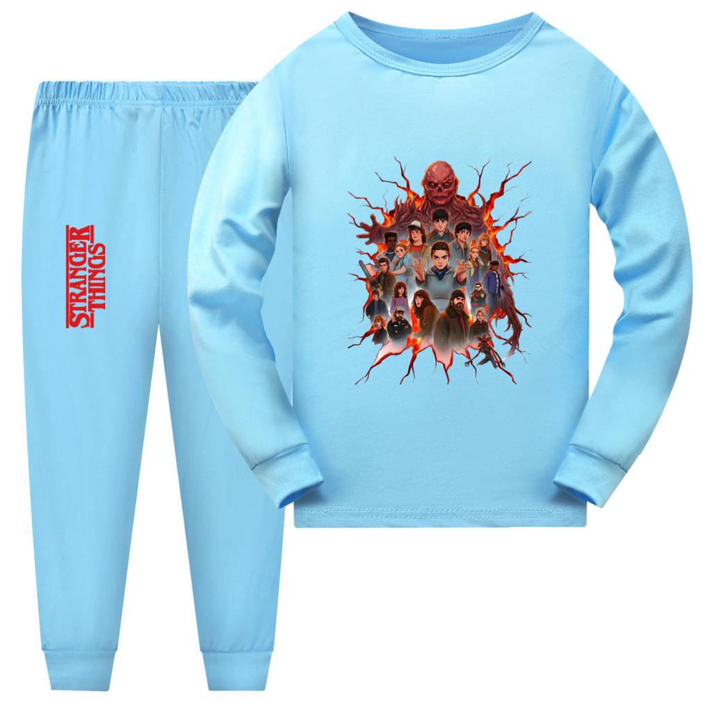 5281 Kinderen Stranger Things Print Pyjama's Lange Mouw Slapen