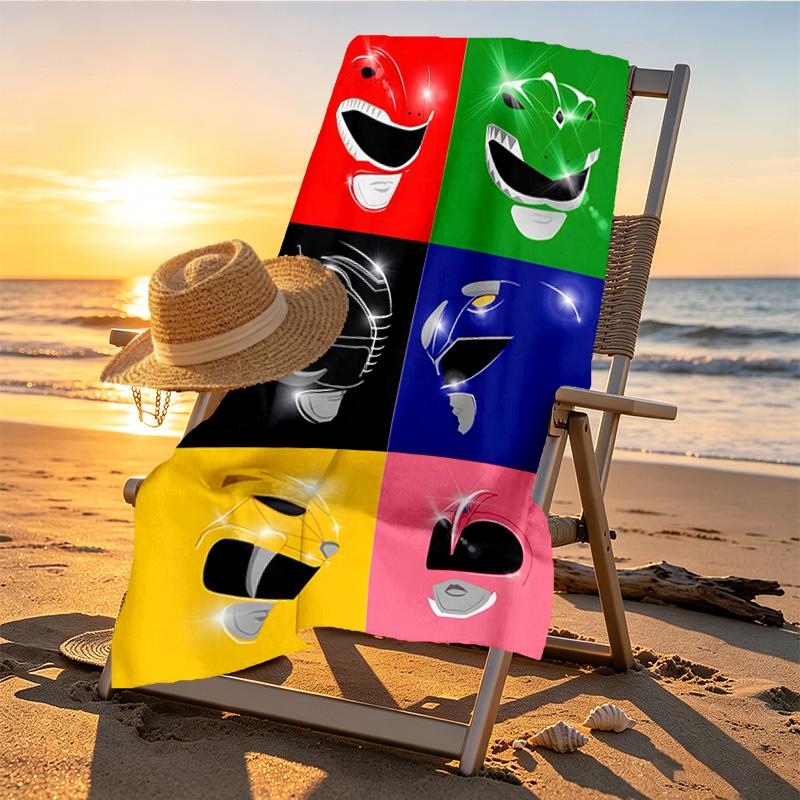 Mighty Morphin Power Rangers Print Beach Towel Design, Soft, Lightweight. for Home Bathroom, Spa, Pool, Yoga, Surfing, Camping, Gift for Family, Frien