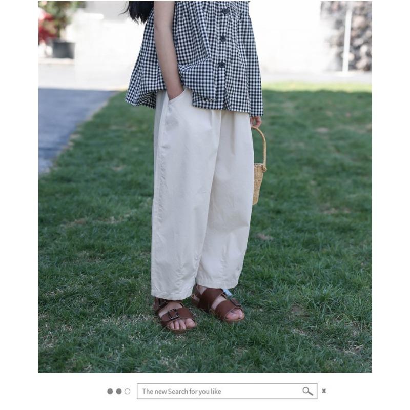 Girls Kids Casual Loose Solid Color Wide Leg Cropped Anti Mosquito Pants