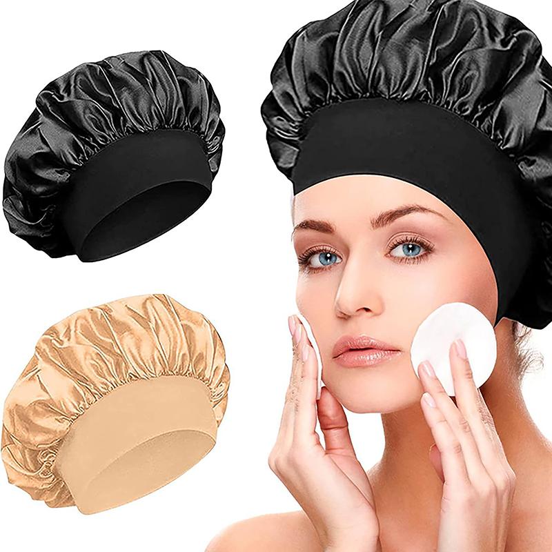 Beauty And Hair Care Cap Large Satin Bonnet Cap Silky Bonnet For Women Sleep Cap High Elastic Postpartum Bath Cap
