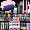 3 Colors Acrylic Powder Set with Nail Lamp Kit, Glitter Dipping Powder & Nail Art Tools, Quick Dry Long Lasting