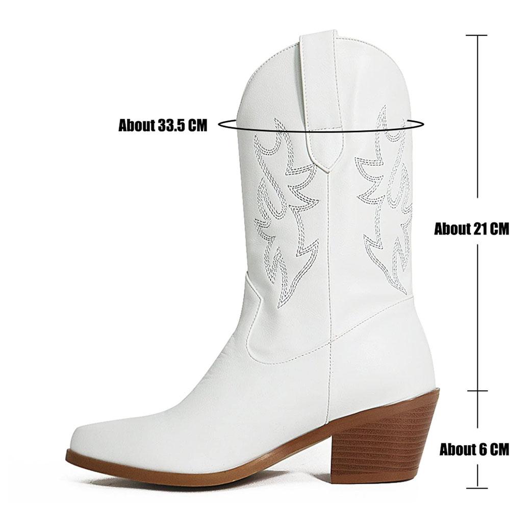 DoraTasia Retro Embroidered Cowgirl Ankle Western Pointed Toe Chunky Mid Heel Leisure All Match For Woman