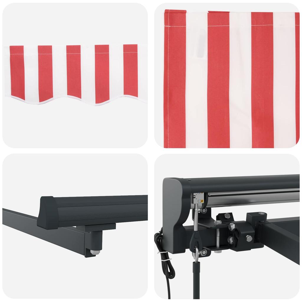 Retractable Awning Frame Red and White 500 X 300 Cm