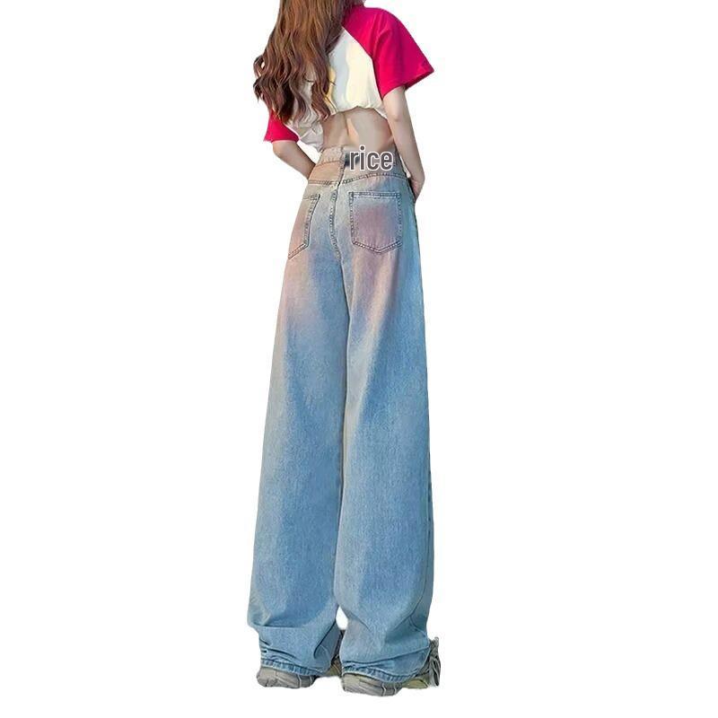 Jeans a Gamba Larga Vita Alta Sfumati da Donna Primavera 2024