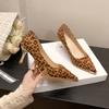 New Suede Side Empty High Heels Women's Thin Heels Fashion Light Mouth Sexy Versatile Pointed Professional Leopard Print Single Shoes