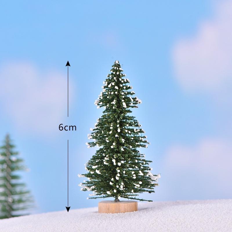 Mini Christmas Tree Ornament With Snow Frosted Design Cute Figurines For Tabletop Holiday Party Decor