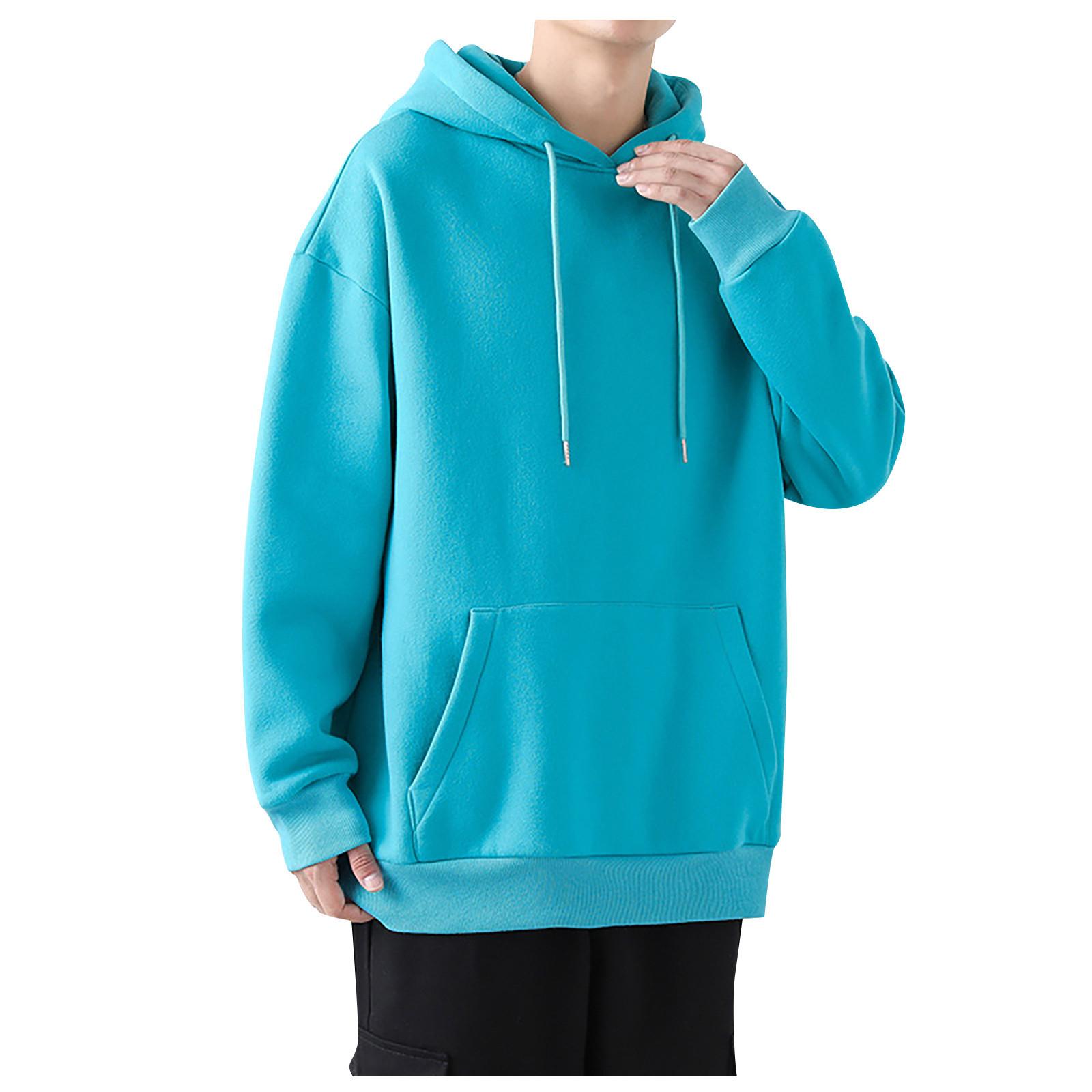 

Мужской осенне-зимний однотонный спортивный повседневный свитер с длинными рукавами M циан