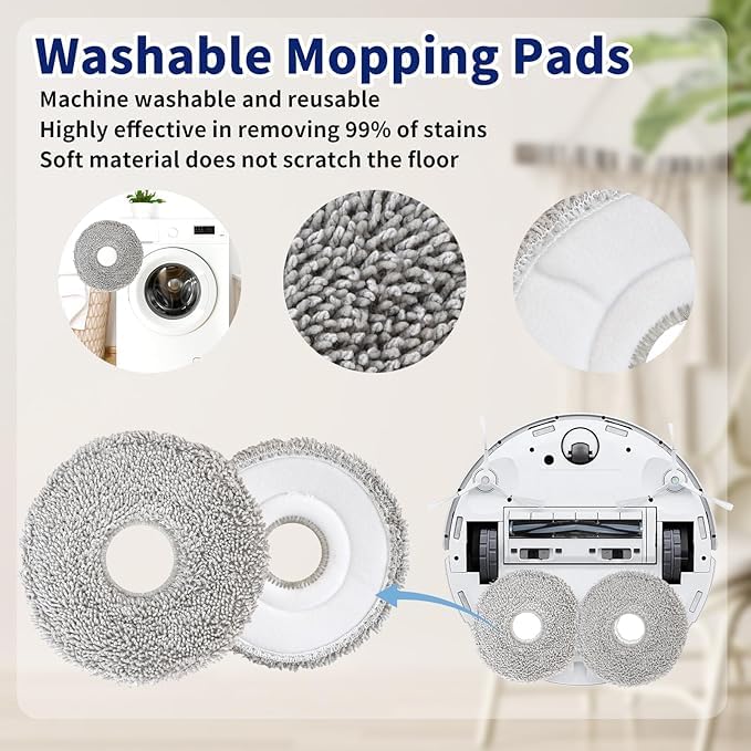 ECOVACS Washable Mop for N30 PRO OMNI Replacement Accessories (4-Pack) Consumables,