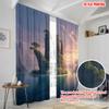 2pcs   plane printing Curtains&Window Treatment Scenery in Stone Hands 100% Polyester (without rod) Versatile All Use for